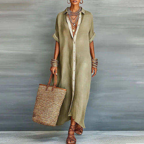 Astoria | Women's Button Front Maxi Shirt Dress
