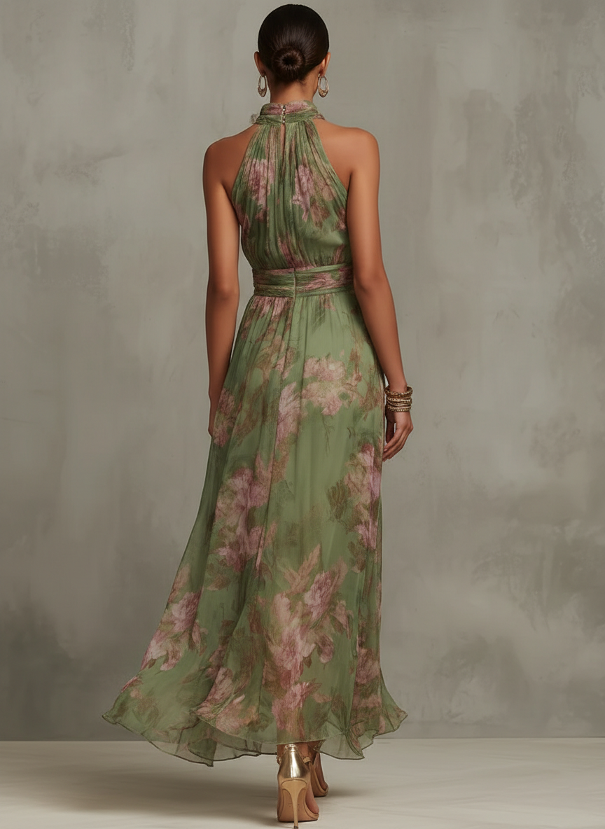 Aurelia | Women's Floral Halter Neck Maxi Dress
