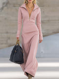 Evangelia | Women's Hooded Zip Front Maxi Dress