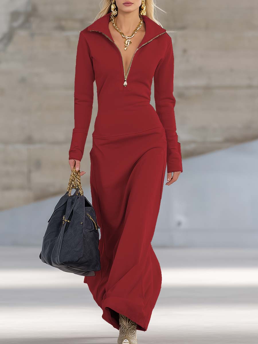 Evangelia | Women's Hooded Zip Front Maxi Dress