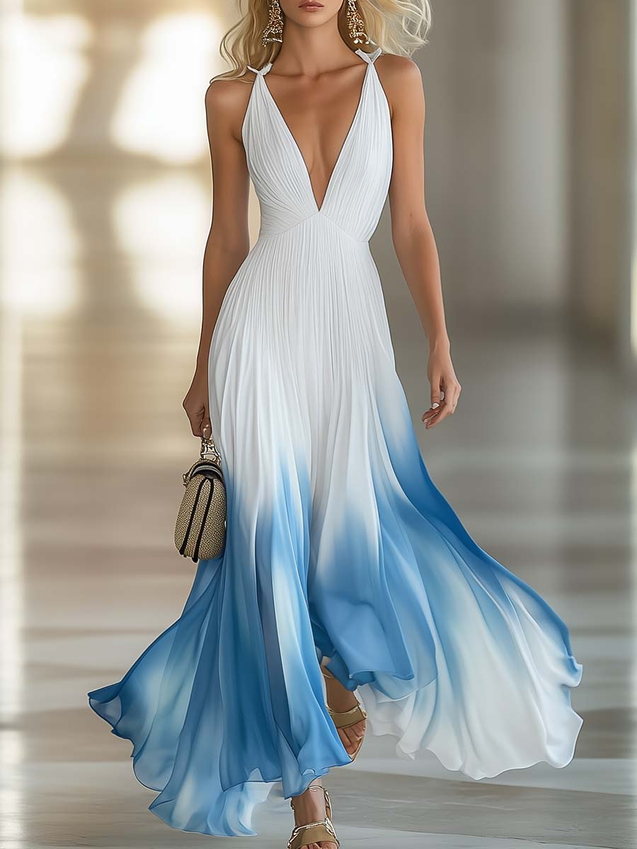 Evelina | Women's V-Neck Gradient Maxi Dress