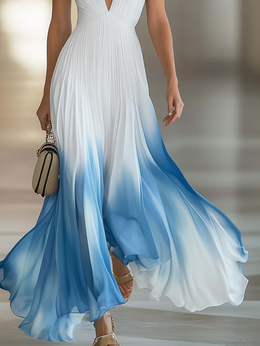 Evelina | Women's V-Neck Gradient Maxi Dress