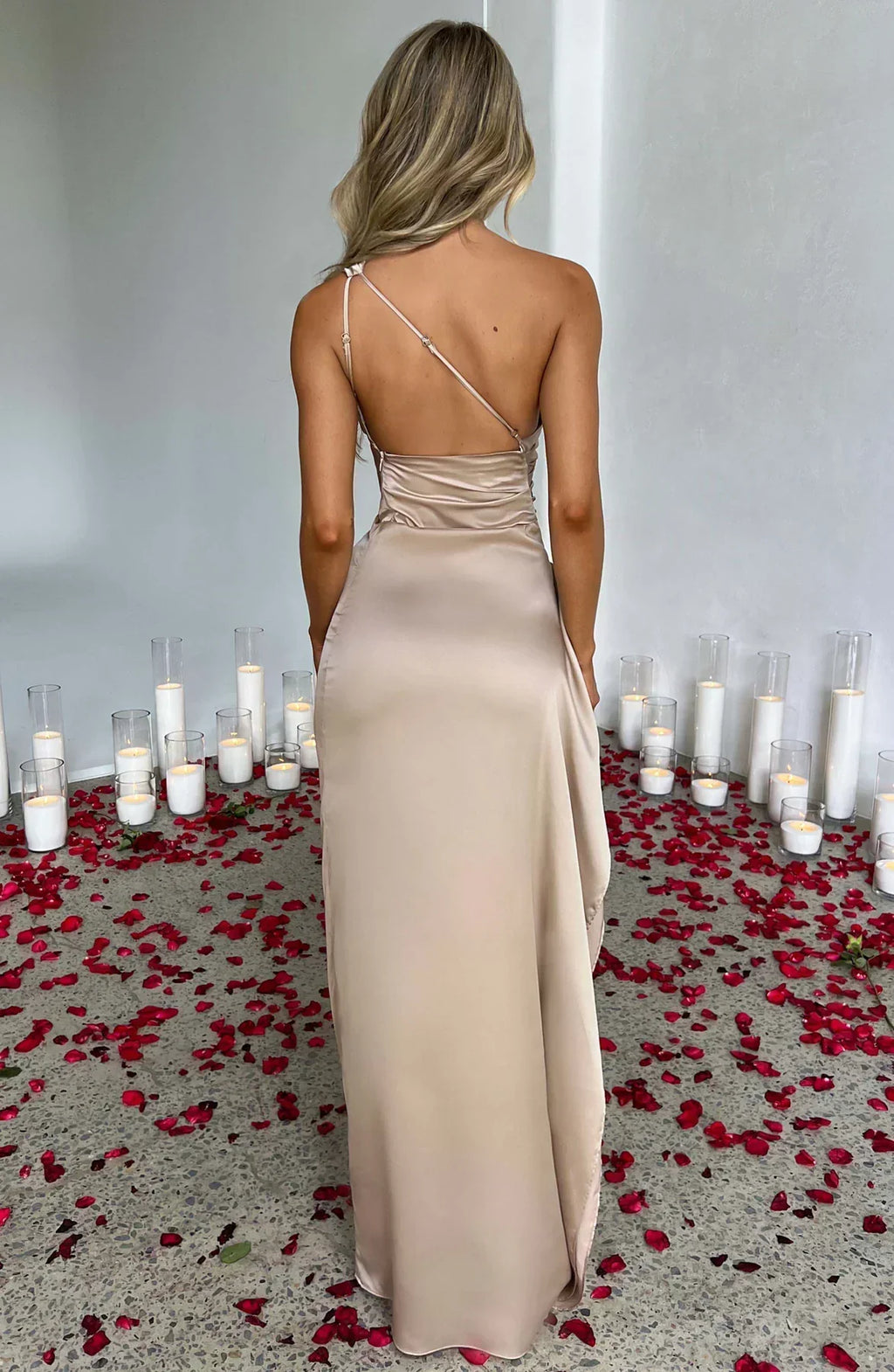 Fallon | Women's One Shoulder Ruched Maxi Dress