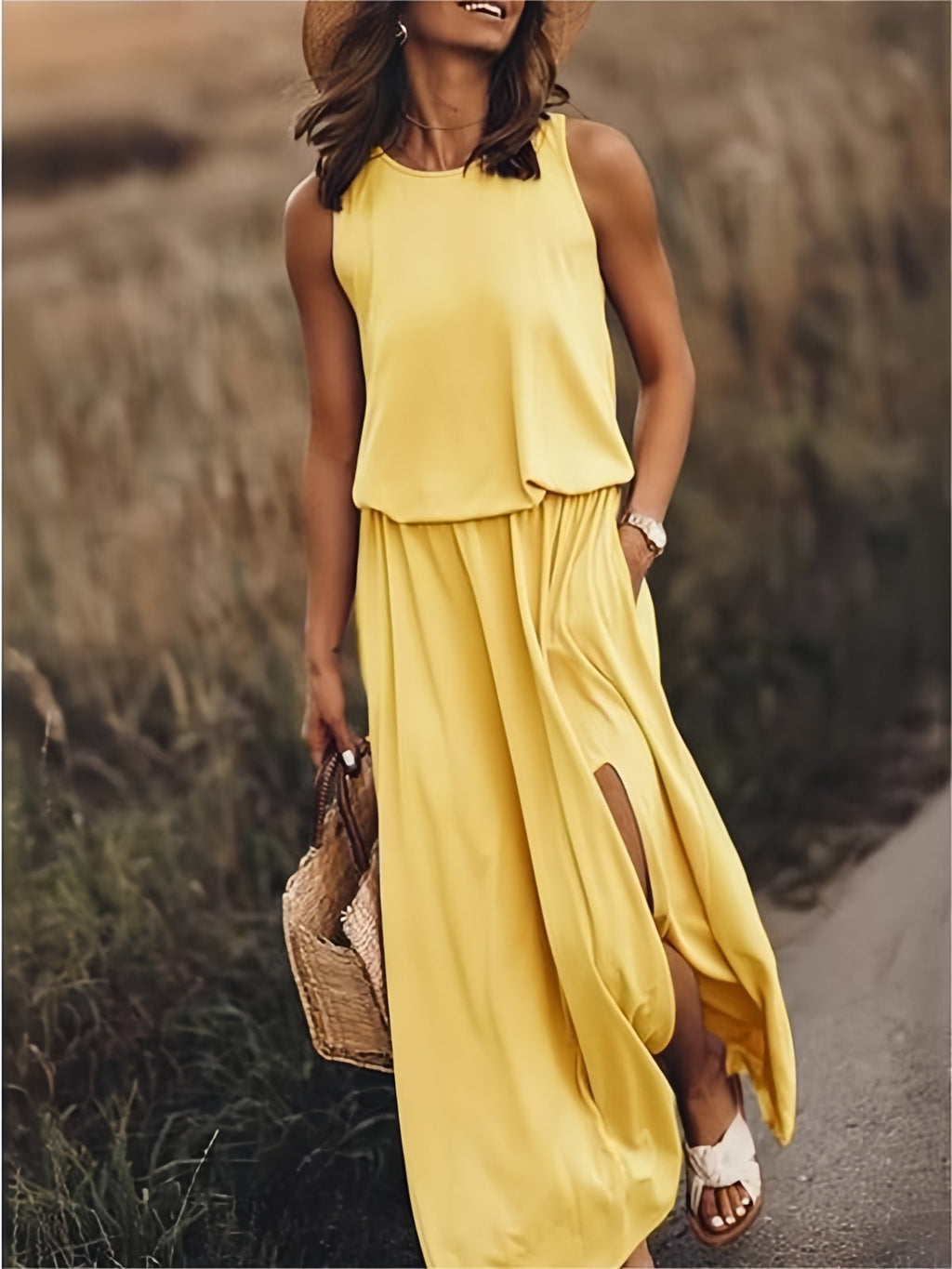 Fiona | Women's Sleeveless Blouson Maxi Dress
