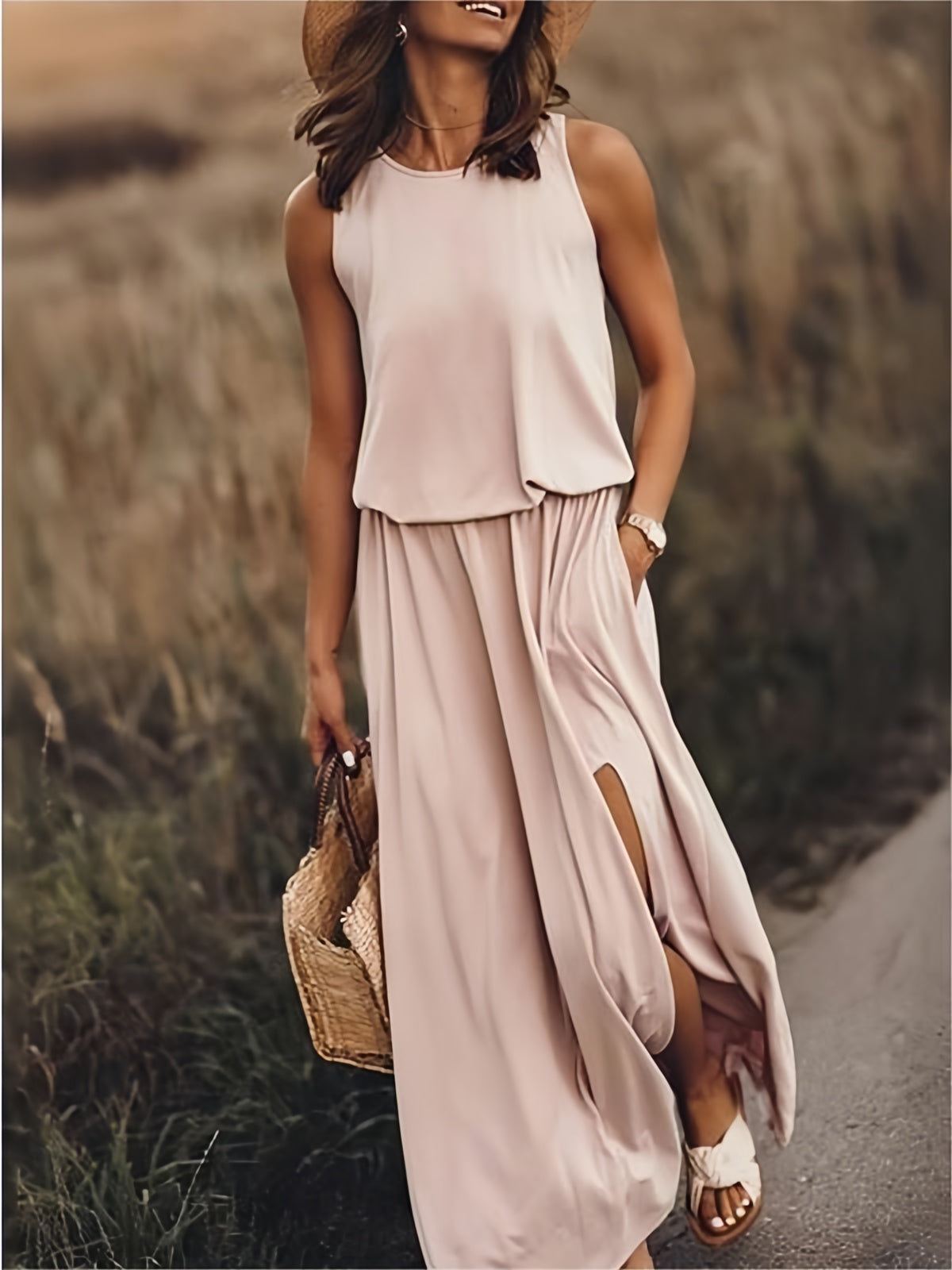 Fiona | Women's Sleeveless Blouson Maxi Dress