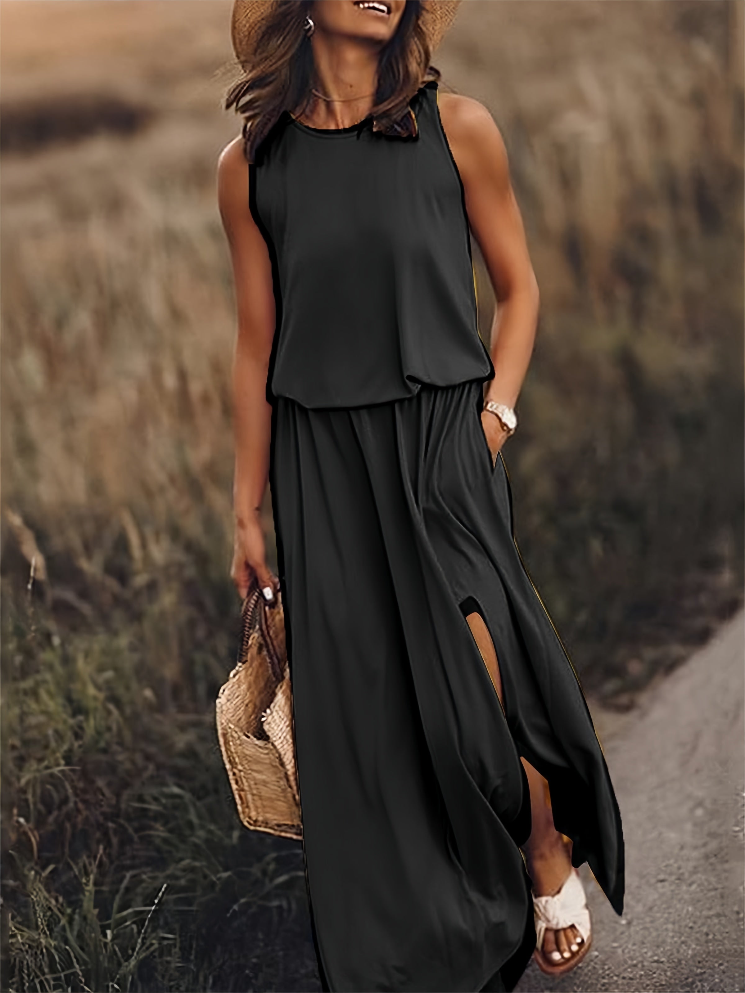 Fiona | Women's Sleeveless Blouson Maxi Dress