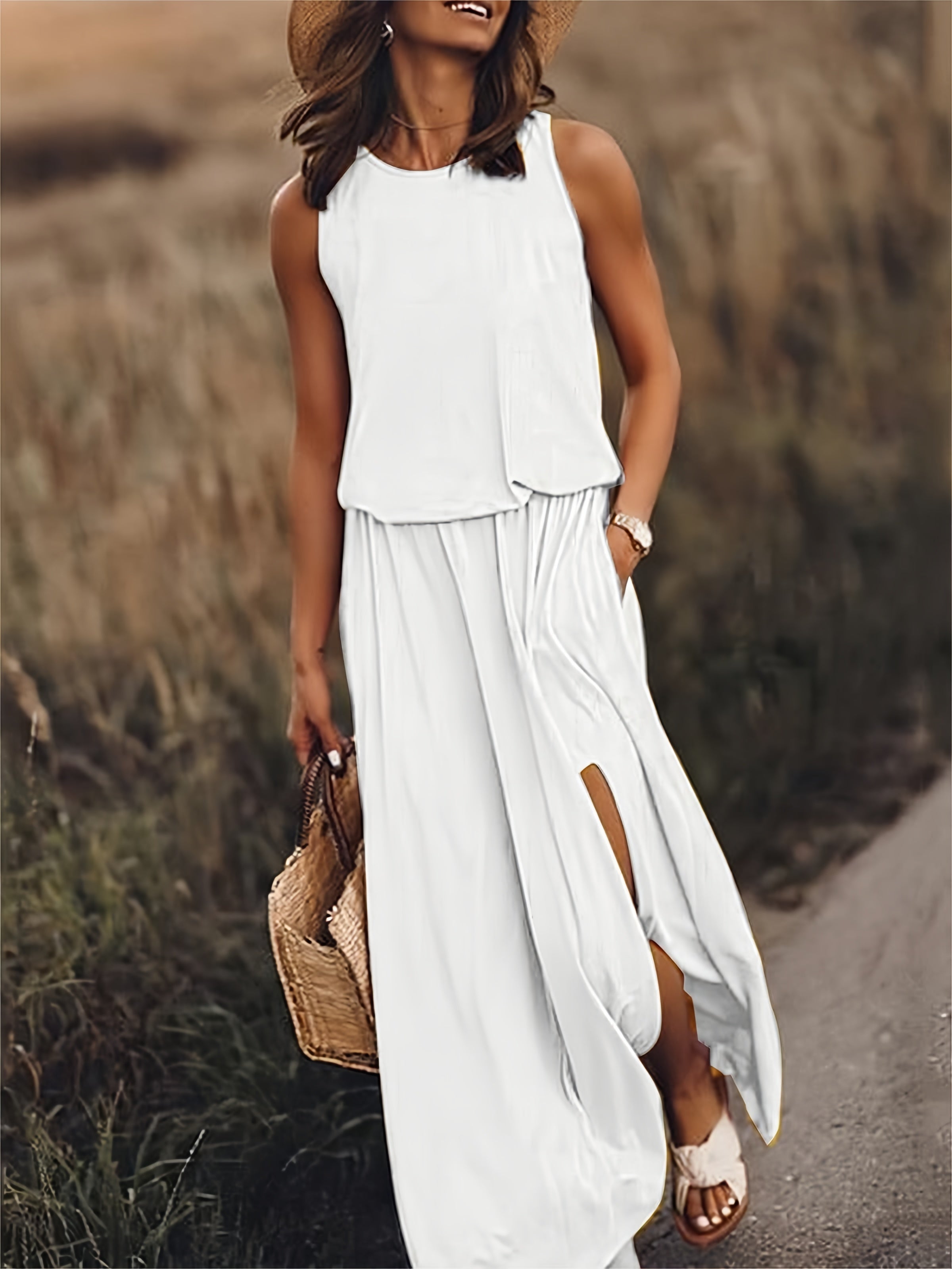 Fiona | Women's Sleeveless Blouson Maxi Dress