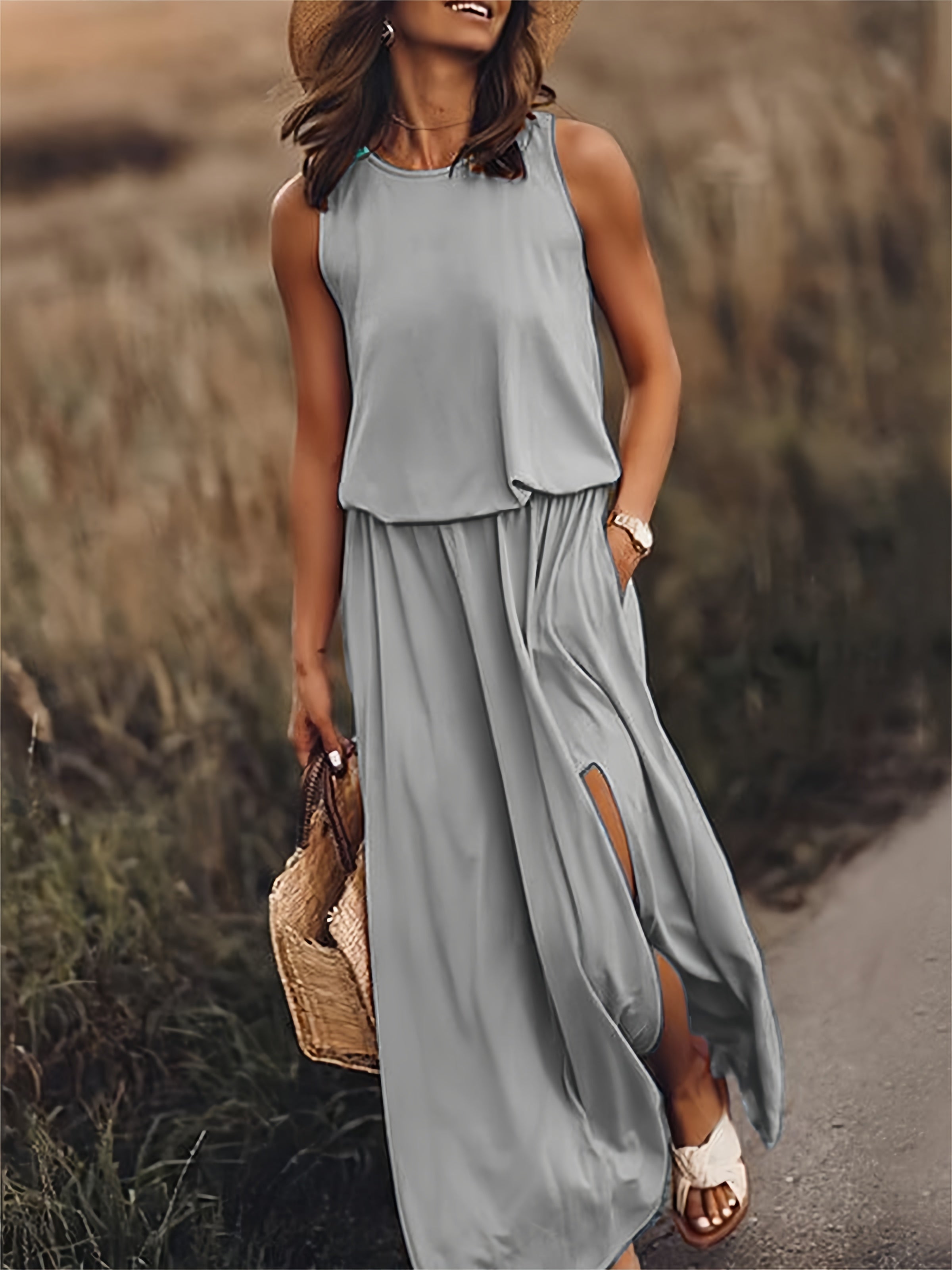 Fiona | Women's Sleeveless Blouson Maxi Dress