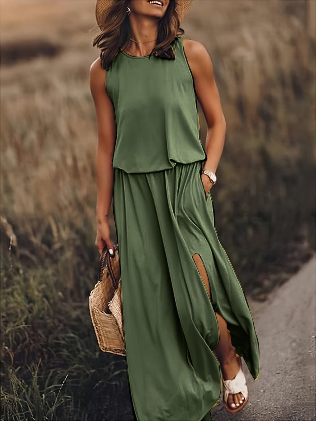 Fiona | Women's Sleeveless Blouson Maxi Dress