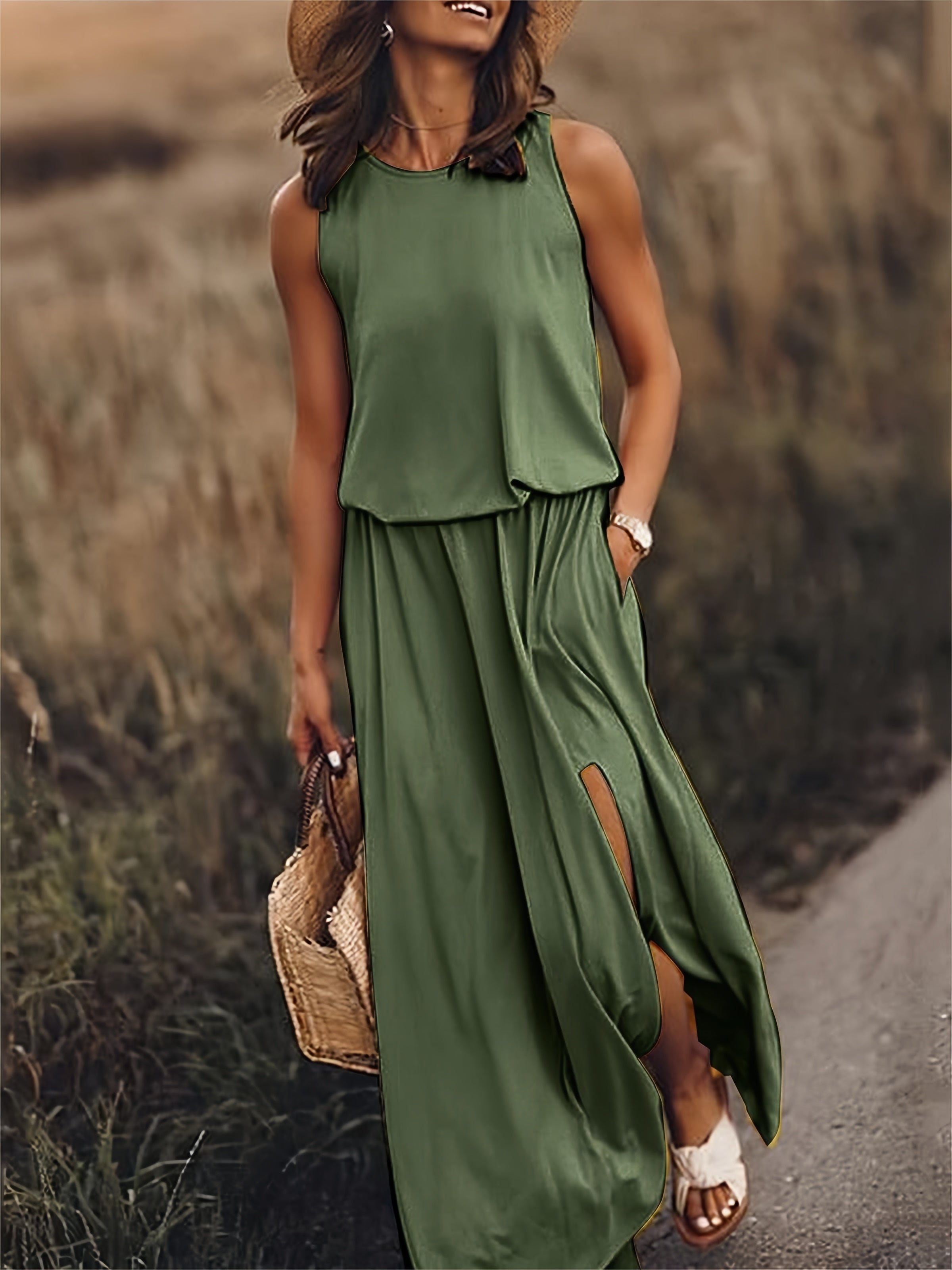Fiona | Women's Sleeveless Blouson Maxi Dress