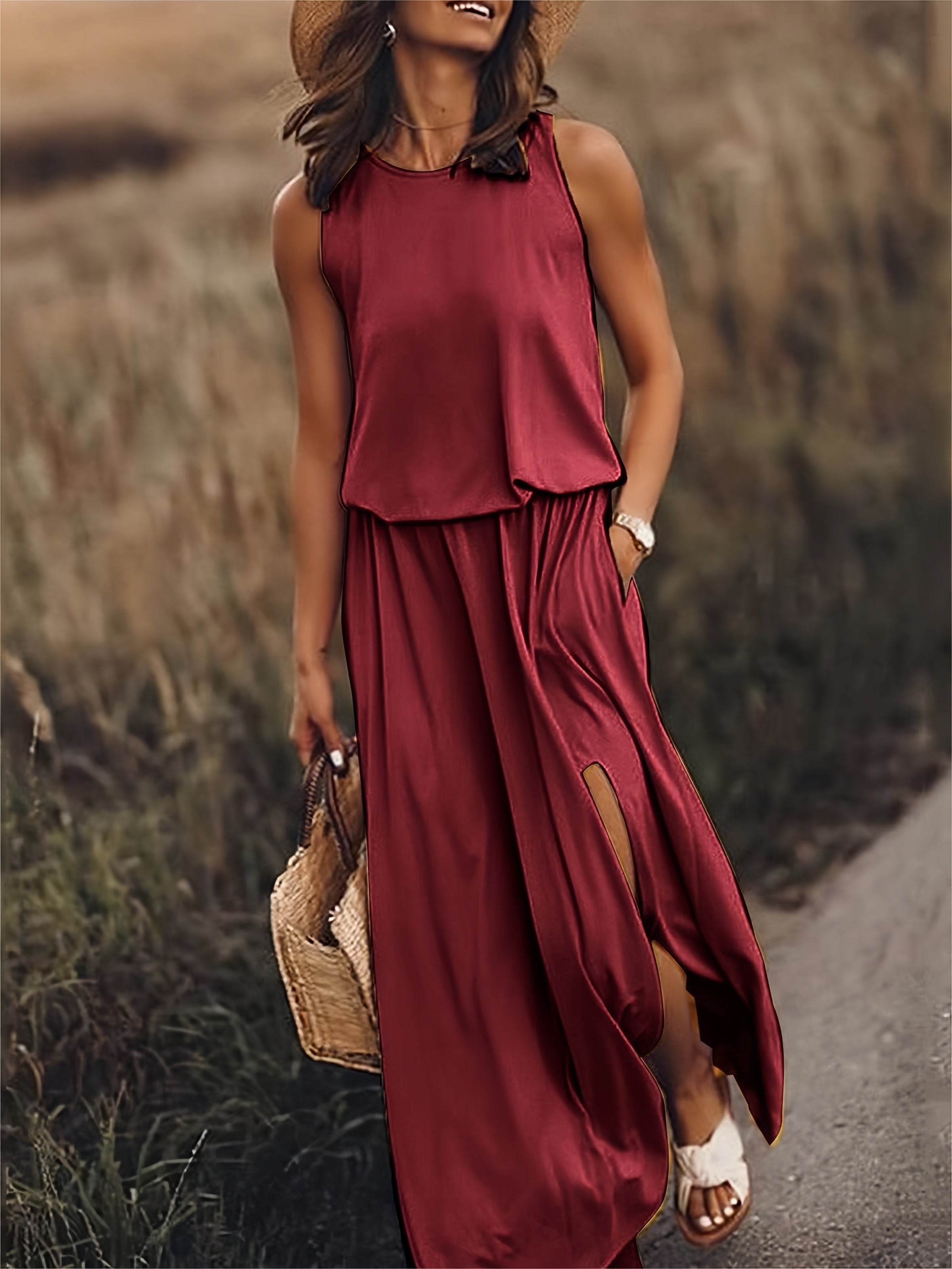 Fiona | Women's Sleeveless Blouson Maxi Dress