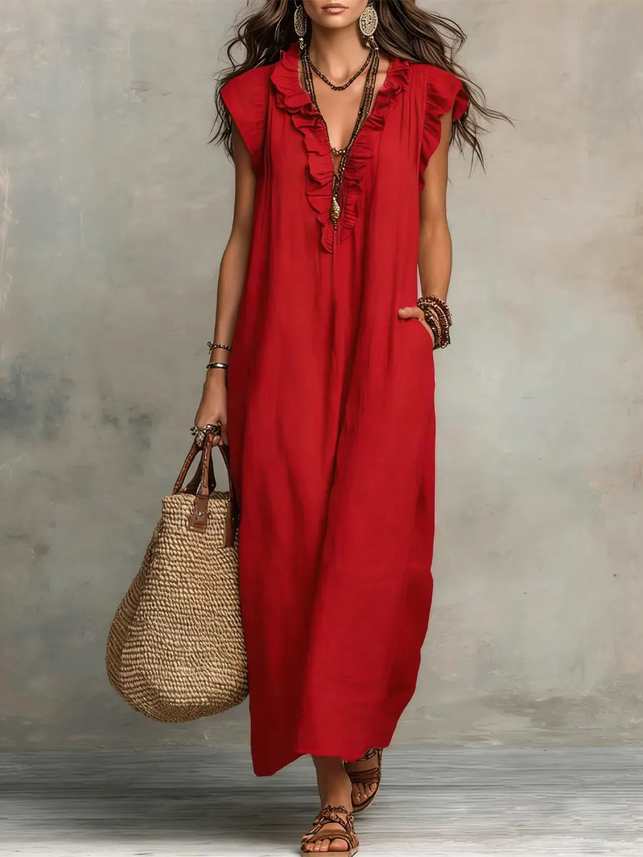 Francine | Women's Ruffle Sleeveless Maxi Dress
