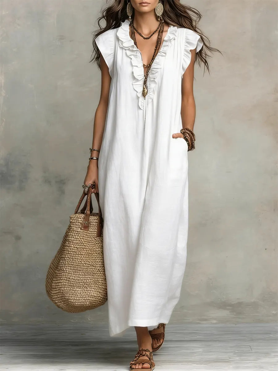 Francine | Women's Ruffle Sleeveless Maxi Dress