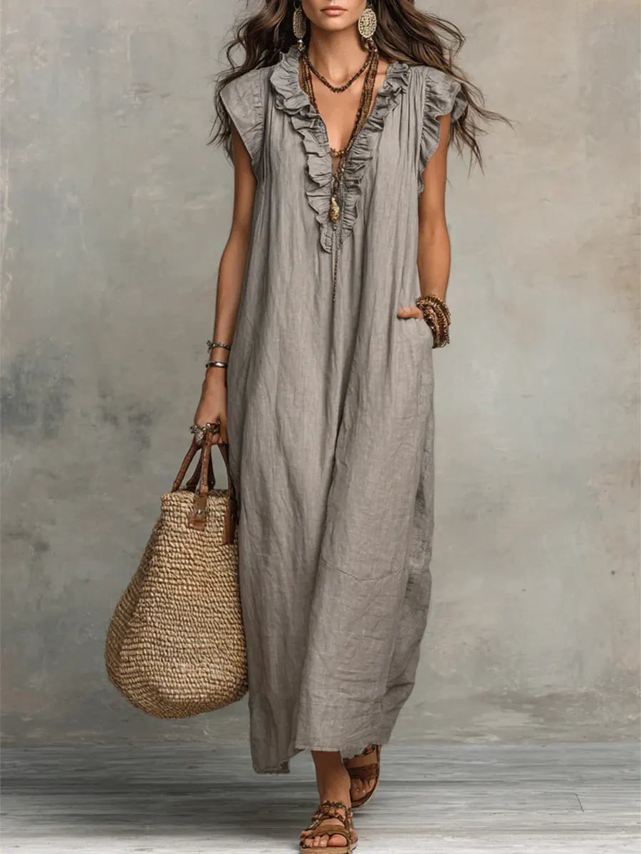 Francine | Women's Ruffle Sleeveless Maxi Dress