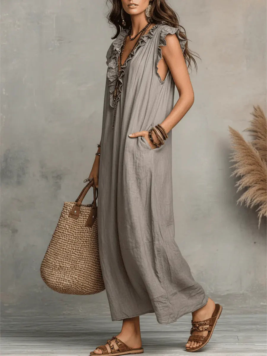 Francine | Women's Ruffle Sleeveless Maxi Dress