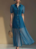 Isolde | Women's Button Front V-Neck Maxi Dress