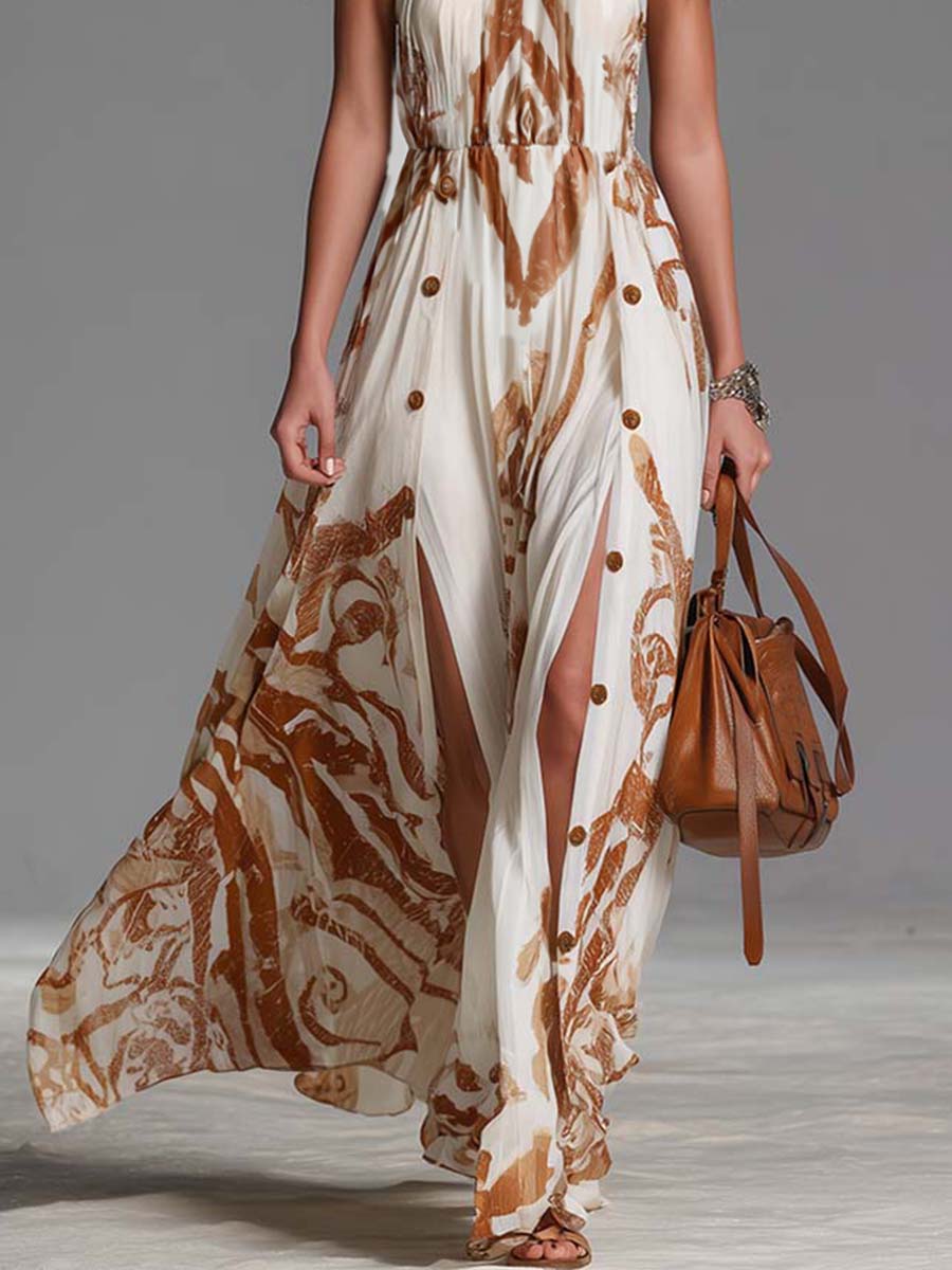 Marcella | Women's Halter Neck Print Maxi Dress