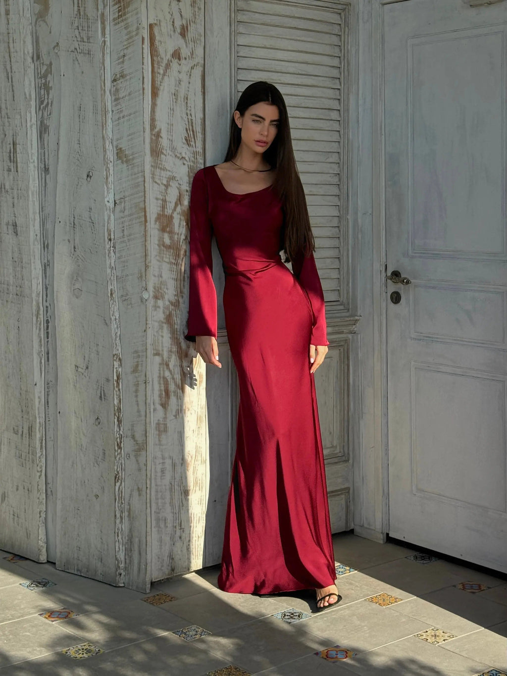 Ophelia | Women's Long Sleeve Fitted Maxi Dress