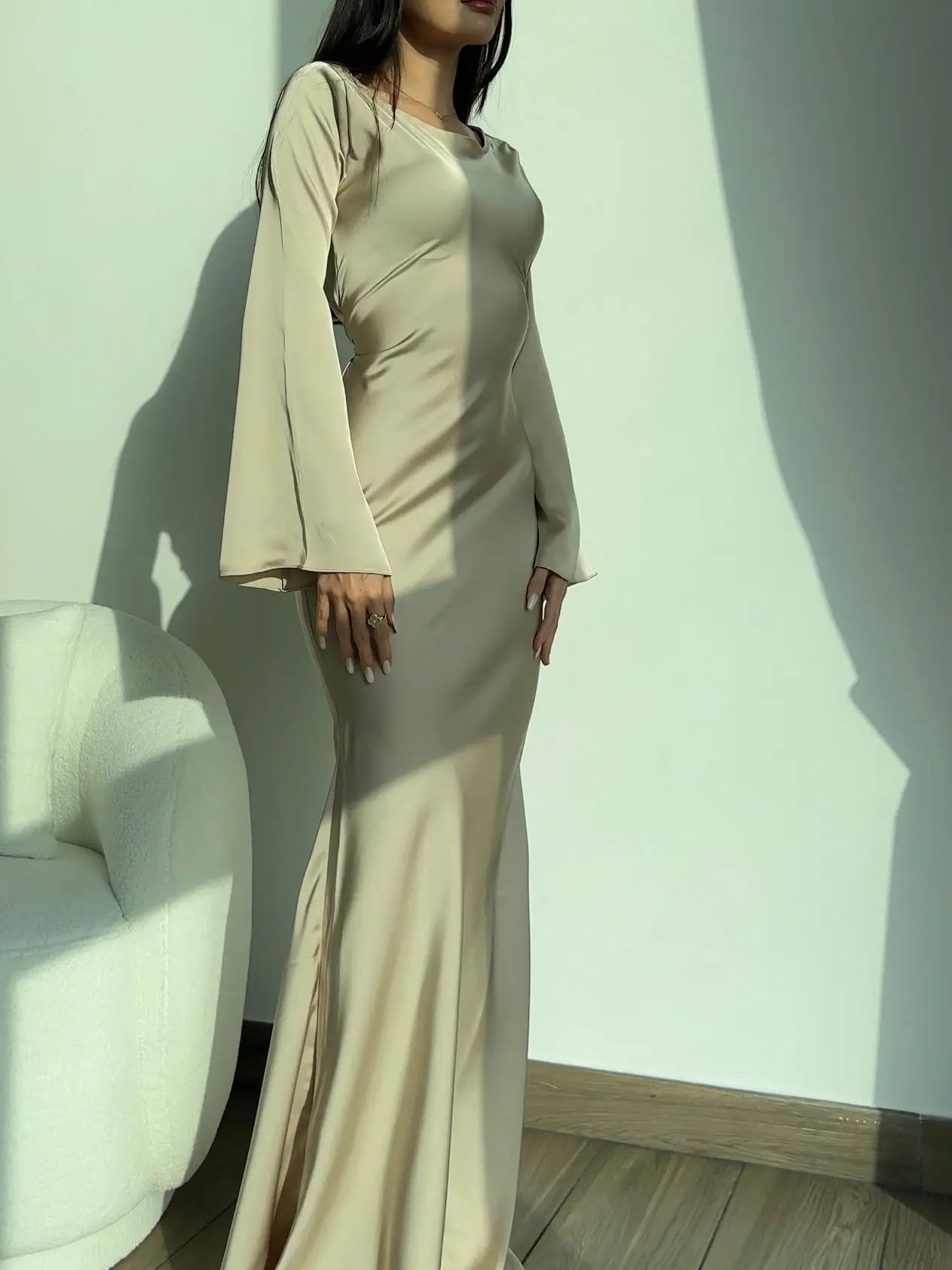 Ophelia | Women's Long Sleeve Fitted Maxi Dress