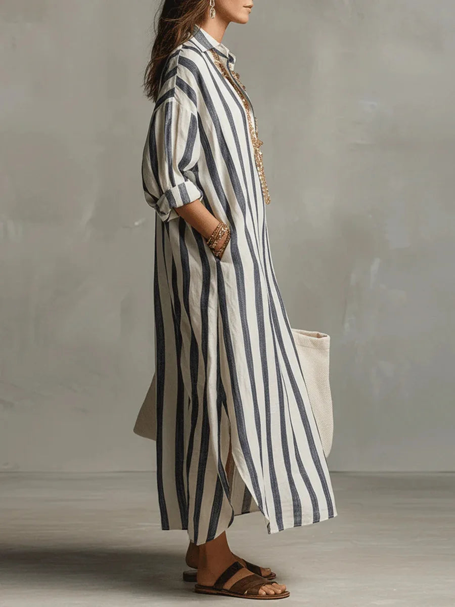 Paloma | Women's Striped Long Sleeve Shirt Dress