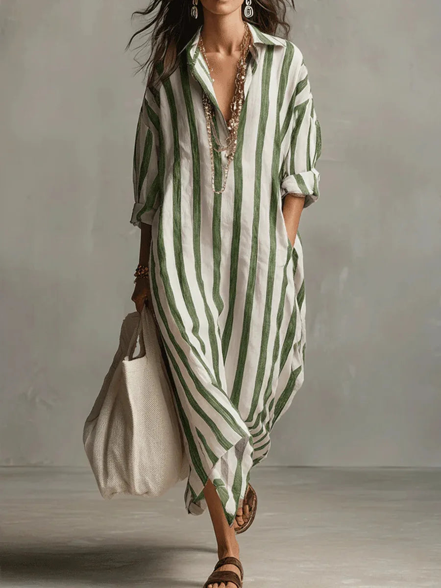 Paloma | Women's Striped Long Sleeve Shirt Dress