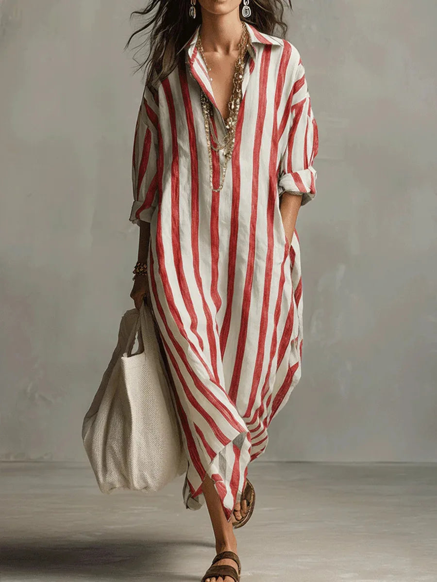 Paloma | Women's Striped Long Sleeve Shirt Dress