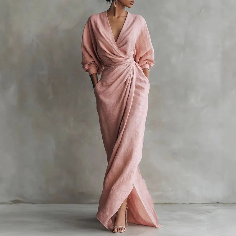 Penelope | Women's V-Neck Wrap Long Sleeve Maxi Dress