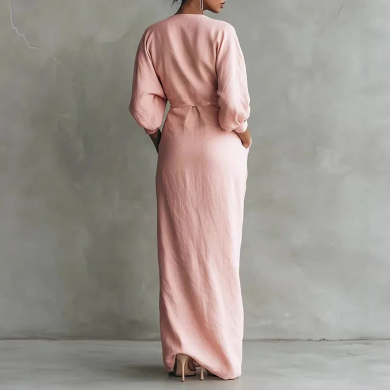 Penelope | Women's V-Neck Wrap Long Sleeve Maxi Dress