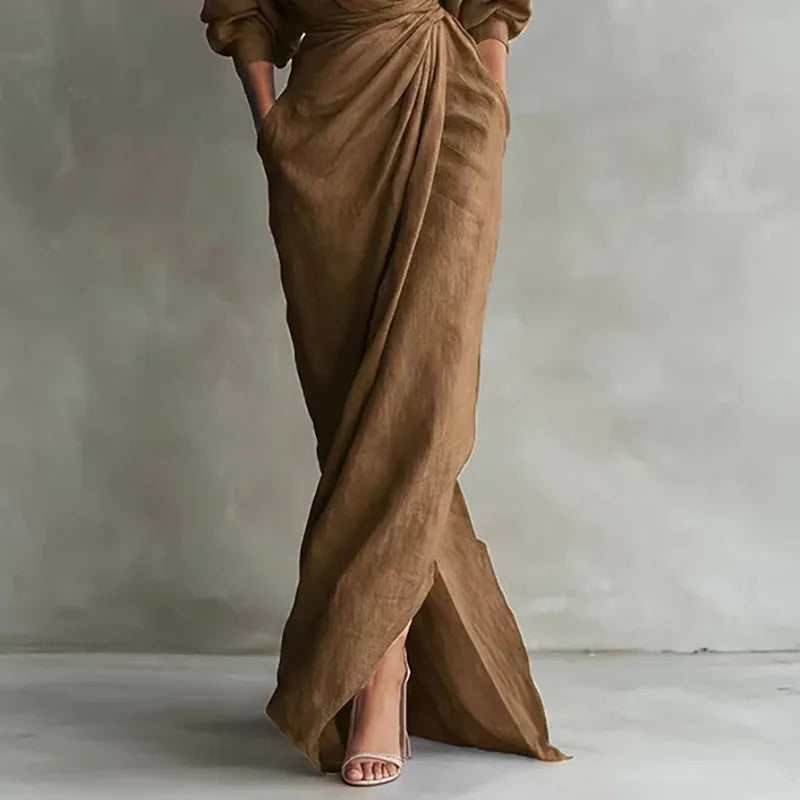Penelope | Women's V-Neck Wrap Long Sleeve Maxi Dress