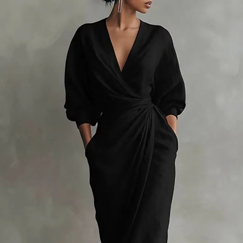 Penelope | Women's V-Neck Wrap Long Sleeve Maxi Dress