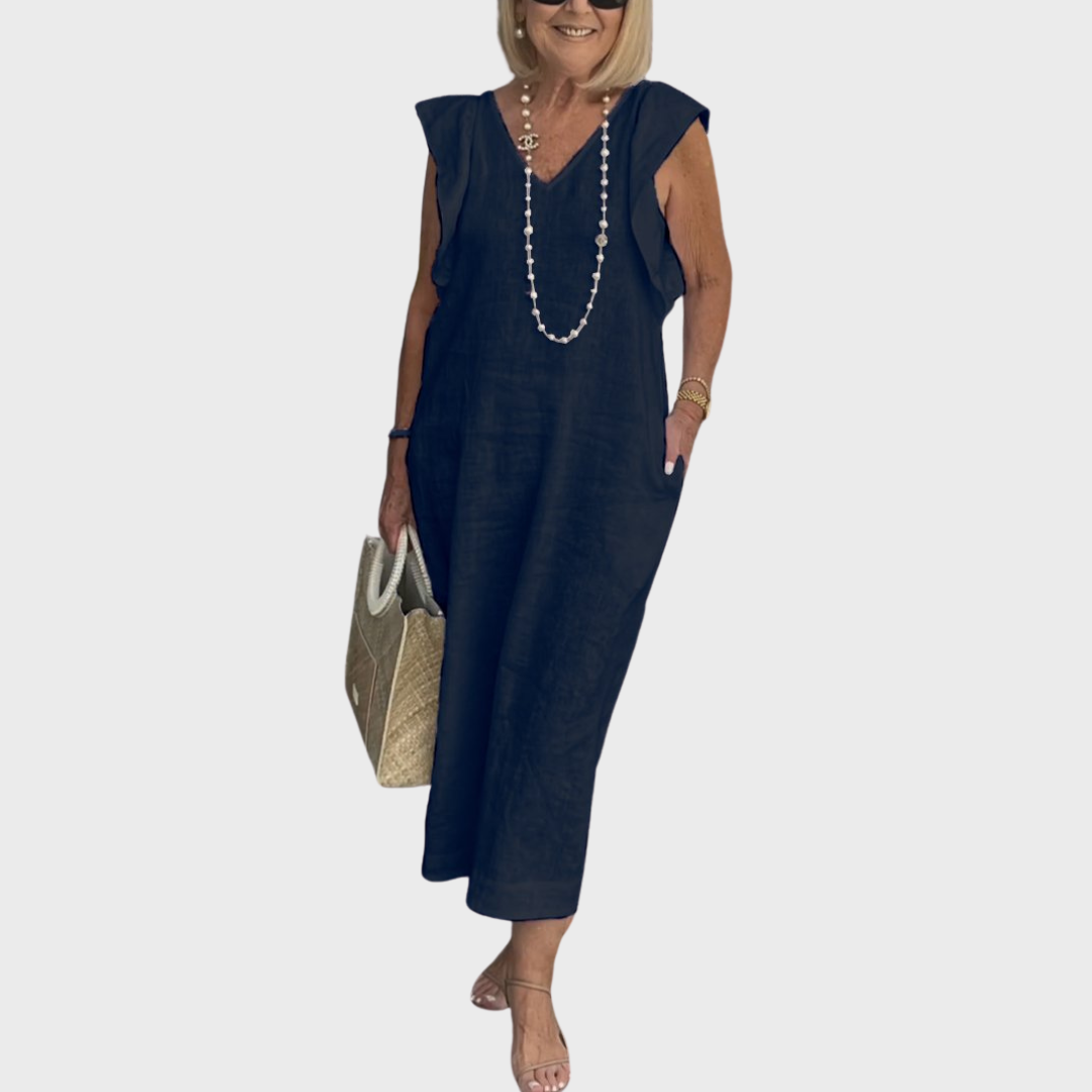 Rosalinda | Women's V-Neck Sleeveless Pocket Maxi Dress