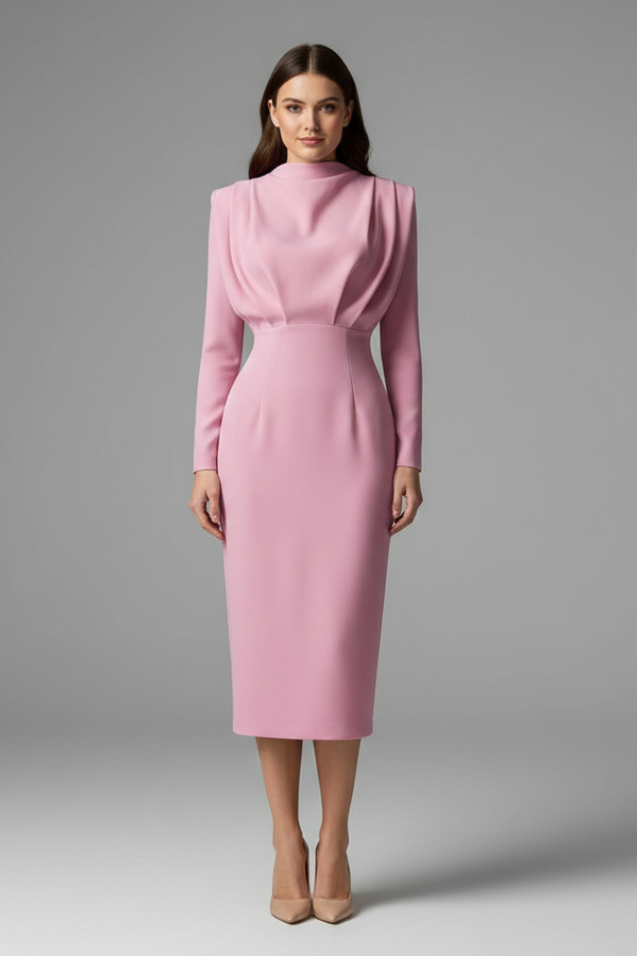 Serafina | Women's Mock Neck Long Sleeve Maxi Dress