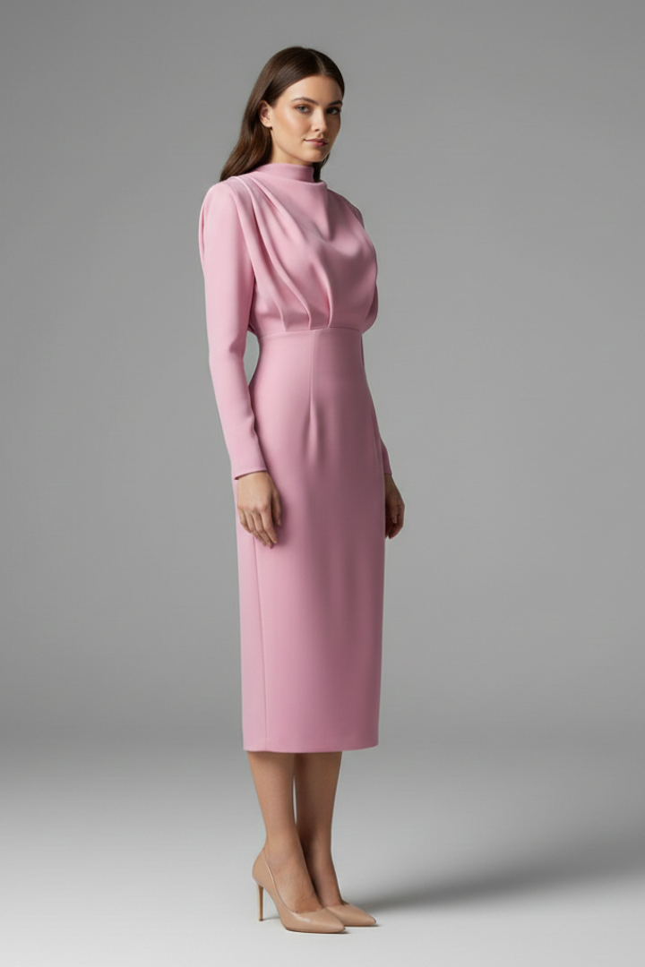 Serafina | Women's Mock Neck Long Sleeve Maxi Dress