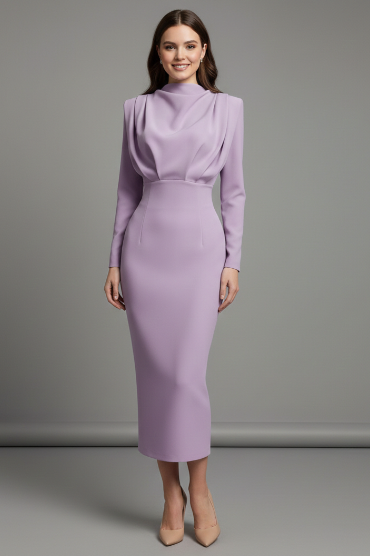Serafina | Women's Mock Neck Long Sleeve Maxi Dress