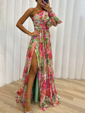 Theodora | Women's One Shoulder Floral Maxi Dress