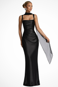 Valentina | Women's Square Neck Evening Maxi Dress
